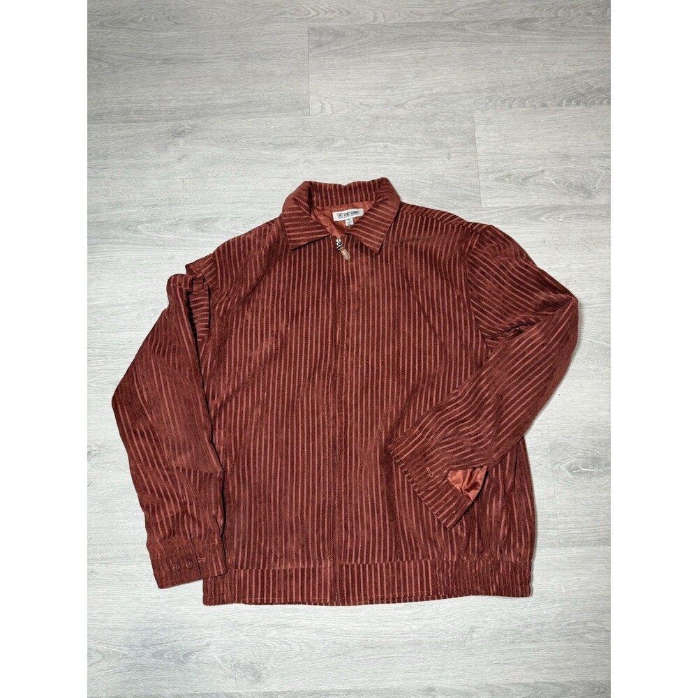 Stacy Adam’s Mens Jacket And Pants Set Rust Corduroy Zip Pockets Lined Size 3XL